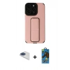 MARSİLYAN™- iPhone 13 Pro Max Kılıf Çekirdek Yansıma - Siyah 18D Cam Ekran Koruyucu + Pers Alüminyum Kamera Lens - LT