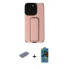 MARSİLYAN™- iPhone 13 Pro Max Kılıf Çekirdek Yansıma - Siyah 18D Cam Ekran Koruyucu + Mavi Renkli Kamera Lens Koruma Cam