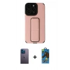 MARSİLYAN™- iPhone 13 Pro Max Kılıf Çekirdek Yansıma - Siyah 18D Cam Ekran Koruyucu + Neon Fosforlu Kamera Lens - MI