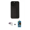 MARSİLYAN™- iPhone 13 Pro Max Kılıf Çekirdek Yansıma - Siyah 18D Cam Ekran Koruyucu + Pers Alüminyum Kamera Lens - GI