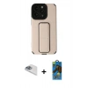 MARSİLYAN™- iPhone 13 Pro Max Kılıf Çekirdek Yansıma - Siyah 18D Cam Ekran Koruyucu + Pers Alüminyum Kamera Lens - SABE