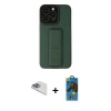 MARSİLYAN™- iPhone 13 Pro Max Kılıf Çekirdek Yansıma - Siyah 18D Cam Ekran Koruyucu + Pers Alüminyum Kamera Lens - SABE