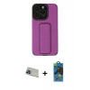 MARSİLYAN™- iPhone 13 Pro Max Kılıf Çekirdek Yansıma - Siyah 18D Cam Ekran Koruyucu + Rainbow Kamera Lens Koruma Cam - MI