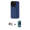 MARSİLYAN™- iPhone 13 Pro Max Kılıf Çekirdek Yansıma - Siyah 18D Cam Ekran Koruyucu + Rainbow Kamera Lens Koruma Cam - KI