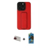 MARSİLYAN™- iPhone 13 Pro Max Kılıf Çekirdek Yansıma - Siyah 18D Cam Ekran Koruyucu + Rainbow Kamera Lens Koruma Cam - KI