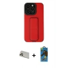 MARSİLYAN™- iPhone 13 Pro Max Kılıf Çekirdek Yansıma - Siyah 18D Cam Ekran Koruyucu + Rainbow Kamera Lens Koruma Cam - REGD