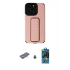 MARSİLYAN™- iPhone 13 Pro Max Kılıf Çekirdek Yansıma - Siyah 18D Cam Ekran Koruyucu + Renkli Kamera Lens Koruma Cam - TU