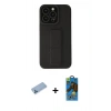 MARSİLYAN™- iPhone 13 Pro Max Kılıf Çekirdek Yansıma - Siyah 18D Cam Ekran Koruyucu + Shine Kamera Lens Koruma Cam - MI