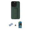 MARSİLYAN™- iPhone 13 Pro Max Kılıf Çekirdek Yansıma - Siyah 18D Cam Ekran Koruyucu + Shine Kamera Lens Koruma Cam - MI