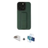MARSİLYAN™- iPhone 13 Pro Max Kılıf Çekirdek Yansıma - Siyah 3D Antistatik Cam Ekran Koruyucu + Pers Alüminyum Kamera Lens - GD