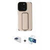 MARSİLYAN™- iPhone 13 Pro Max Kılıf Çekirdek Yansıma - Siyah 3D Antistatik Cam Ekran Koruyucu + Pers Alüminyum Kamera Lens - LT