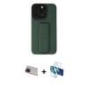 MARSİLYAN™- iPhone 13 Pro Max Kılıf Çekirdek Yansıma - Siyah 3D Antistatik Cam Ekran Koruyucu + Rainbow Kamera Lens Koruma Cam - KI
