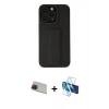 MARSİLYAN™- iPhone 13 Pro Max Kılıf Çekirdek Yansıma - Siyah 3D Antistatik Cam Ekran Koruyucu + Rainbow Kamera Lens Koruma Cam - KI