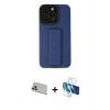 MARSİLYAN™- iPhone 13 Pro Max Kılıf Çekirdek Yansıma - Siyah 3D Antistatik Cam Ekran Koruyucu + Rainbow Kamera Lens Koruma Cam - REGD
