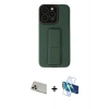 MARSİLYAN™- iPhone 13 Pro Max Kılıf Çekirdek Yansıma - Siyah 3D Antistatik Cam Ekran Koruyucu + Rainbow Kamera Lens Koruma Cam - REGD