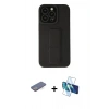 MARSİLYAN™- iPhone 13 Pro Max Kılıf Çekirdek Yansıma - Siyah 3D Antistatik Cam Ekran Koruyucu + Renkli Kamera Lens Koruma Cam - MI