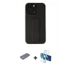 MARSİLYAN™- iPhone 13 Pro Max Kılıf Çekirdek Yansıma - Siyah 3D Antistatik Cam Ekran Koruyucu + Renkli Kamera Lens Koruma Cam - SI