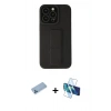 MARSİLYAN™- iPhone 13 Pro Max Kılıf Çekirdek Yansıma - Siyah 3D Antistatik Cam Ekran Koruyucu + Shine Kamera Lens Koruma Cam - MI