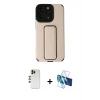 MARSİLYAN™- iPhone 13 Pro Max Kılıf Çekirdek Yansıma - Siyah 3D Antistatik Cam Ekran Koruyucu + Shine Kamera Lens - GD