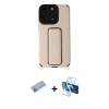 MARSİLYAN™- iPhone 13 Pro Max Kılıf Çekirdek Yansıma - Siyah 3D Antistatik Cam Ekran Koruyucu + Shine Kamera Lens Koruma Cam - MI