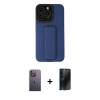 MARSİLYAN™- iPhone 13 Pro Max Kılıf Çekirdek Yansıma - Siyah 3D Antistatik Hayalet Cam Ekran Koruyucu + Neon Fosforlu Kamera Lens - BZ