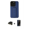 MARSİLYAN™- iPhone 13 Pro Max Kılıf Çekirdek Yansıma - Siyah 3D Antistatik Hayalet Cam Ekran Koruyucu + Raze Metal Kamera Lens - GD