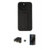 MARSİLYAN™- iPhone 13 Pro Max Kılıf Çekirdek Yansıma - Siyah 3D Antistatik Hayalet Cam Ekran Koruyucu + Raze Metal Kamera Lens - GD
