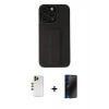 MARSİLYAN™- iPhone 13 Pro Max Kılıf Çekirdek Yansıma - Siyah 3D Antistatik Hayalet Cam Ekran Koruyucu + Shine Kamera Lens - GD