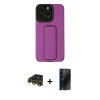 MARSİLYAN™- iPhone 13 Pro Max Kılıf Çekirdek Yansıma - Siyah 3D Antistatik Hayalet Cam Ekran Koruyucu + Raze Metal Kamera Lens - GD