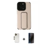 MARSİLYAN™- iPhone 13 Pro Max Kılıf Çekirdek Yansıma - Siyah 3D Antistatik Hayalet Cam Ekran Koruyucu + Shine Kamera Lens - GD