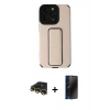 MARSİLYAN™- iPhone 13 Pro Max Kılıf Çekirdek Yansıma - Siyah 3D Antistatik Hayalet Cam Ekran Koruyucu + Raze Metal Kamera Lens - GD
