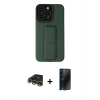 MARSİLYAN™- iPhone 13 Pro Max Kılıf Çekirdek Yansıma - Siyah 3D Antistatik Hayalet Cam Ekran Koruyucu + Raze Metal Kamera Lens - GD