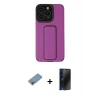 MARSİLYAN™- iPhone 13 Pro Max Kılıf Çekirdek Yansıma - Siyah 3D Antistatik Hayalet Cam Ekran Koruyucu + Shine Kamera Lens Koruma Cam - GI