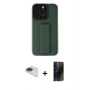 MARSİLYAN™- iPhone 13 Pro Max Kılıf Çekirdek Yansıma - Siyah 3D Antistatik Hayalet Cam Ekran Koruyucu + Pers Alüminyum Kamera Lens - LT