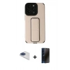 MARSİLYAN™- iPhone 13 Pro Max Kılıf Çekirdek Yansıma - Siyah 3D Antistatik Hayalet Cam Ekran Koruyucu + Pers Alüminyum Kamera Lens - LT
