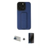 MARSİLYAN™- iPhone 13 Pro Max Kılıf Çekirdek Yansıma - Siyah 3D Antistatik Hayalet Cam Ekran Koruyucu + Rainbow Kamera Lens Koruma Cam - MI