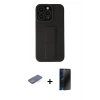 MARSİLYAN™- iPhone 13 Pro Max Kılıf Çekirdek Yansıma - Siyah 3D Antistatik Hayalet Cam Ekran Koruyucu + Renkli Kamera Lens Koruma Cam - MI