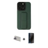 MARSİLYAN™- iPhone 13 Pro Max Kılıf Çekirdek Yansıma - Siyah 3D Antistatik Hayalet Cam Ekran Koruyucu + Mor Rainbow Kamera Lens Koruma Cam