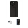 MARSİLYAN™- iPhone 13 Pro Max Kılıf Çekirdek Yansıma - Siyah 3D Antistatik Hayalet Cam Ekran Koruyucu + Pers Alüminyum Kamera Lens - SABE