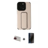 MARSİLYAN™- iPhone 13 Pro Max Kılıf Çekirdek Yansıma - Siyah 3D Antistatik Hayalet Cam Ekran Koruyucu + Rainbow Kamera Lens Koruma Cam - KI