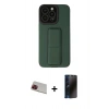 MARSİLYAN™- iPhone 13 Pro Max Kılıf Çekirdek Yansıma - Siyah 3D Antistatik Hayalet Cam Ekran Koruyucu + Rainbow Kamera Lens Koruma Cam - KI