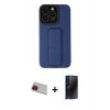 MARSİLYAN™- iPhone 13 Pro Max Kılıf Çekirdek Yansıma - Siyah 3D Antistatik Hayalet Cam Ekran Koruyucu + Rainbow Kamera Lens Koruma Cam - KI