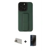 MARSİLYAN™- iPhone 13 Pro Max Kılıf Çekirdek Yansıma - Siyah 3D Antistatik Hayalet Cam Ekran Koruyucu + Rainbow Kamera Lens Koruma Cam - REGD