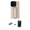 MARSİLYAN™- iPhone 13 Pro Max Kılıf Çekirdek Yansıma - Siyah 3D Antistatik Hayalet Cam Ekran Koruyucu + Renkli Kamera Lens Koruma Cam - SI