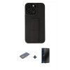 MARSİLYAN™- iPhone 13 Pro Max Kılıf Çekirdek Yansıma - Siyah 3D Antistatik Hayalet Cam Ekran Koruyucu + Renkli Kamera Lens Koruma Cam - SI