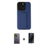 MARSİLYAN™- iPhone 13 Pro Max Kılıf Çekirdek Yansıma - Siyah 3D Antistatik Hayalet Cam Ekran Koruyucu + Neon Fosforlu Kamera Lens - YL