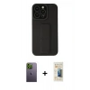 MARSİLYAN™- iPhone 13 Pro Max Kılıf Çekirdek Yansıma - Siyah 6D Mat Seramik Hayalet Nano Ekran Koruyucu + Neon Fosforlu Kamera Lens - YL
