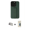 MARSİLYAN™- iPhone 13 Pro Max Kılıf Çekirdek Yansıma - Siyah 6D Mat Seramik Hayalet Nano Ekran Koruyucu + Mor Rainbow Kamera Lens Koruma Cam