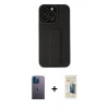 MARSİLYAN™- iPhone 13 Pro Max Kılıf Çekirdek Yansıma - Siyah 6D Mat Seramik Hayalet Nano Ekran Koruyucu + Neon Fosforlu Kamera Lens - MI