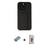 MARSİLYAN™- iPhone 13 Pro Max Kılıf Çekirdek Yansıma - Siyah Bilvis 3D Cam Ekran Koruyucu + Shine Kamera Lens Koruma Cam - GI